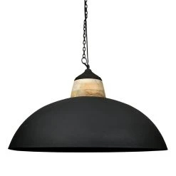 Côté Table Suspension En Fer Noir Et Manguier D83cm Noir Mat - Ferese