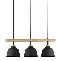 Côté Table Suspension 3 Feux En Fer Et Manguier L121cm Noir Mat - Ferese