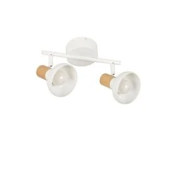 Corep Spot 2 Lumières En Métal Effet Bois Blanc - Alvar