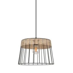 Corep Suspension En Métal Et Rotin D35cm Noir - Tambour