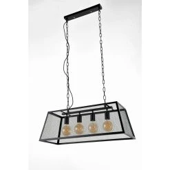 Corep Suspension 4 Lumières En Métal L78cm Noir - Trapèze