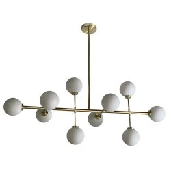 Opjet Suspension Edmond 10 Globes En Verre Opaline Doré