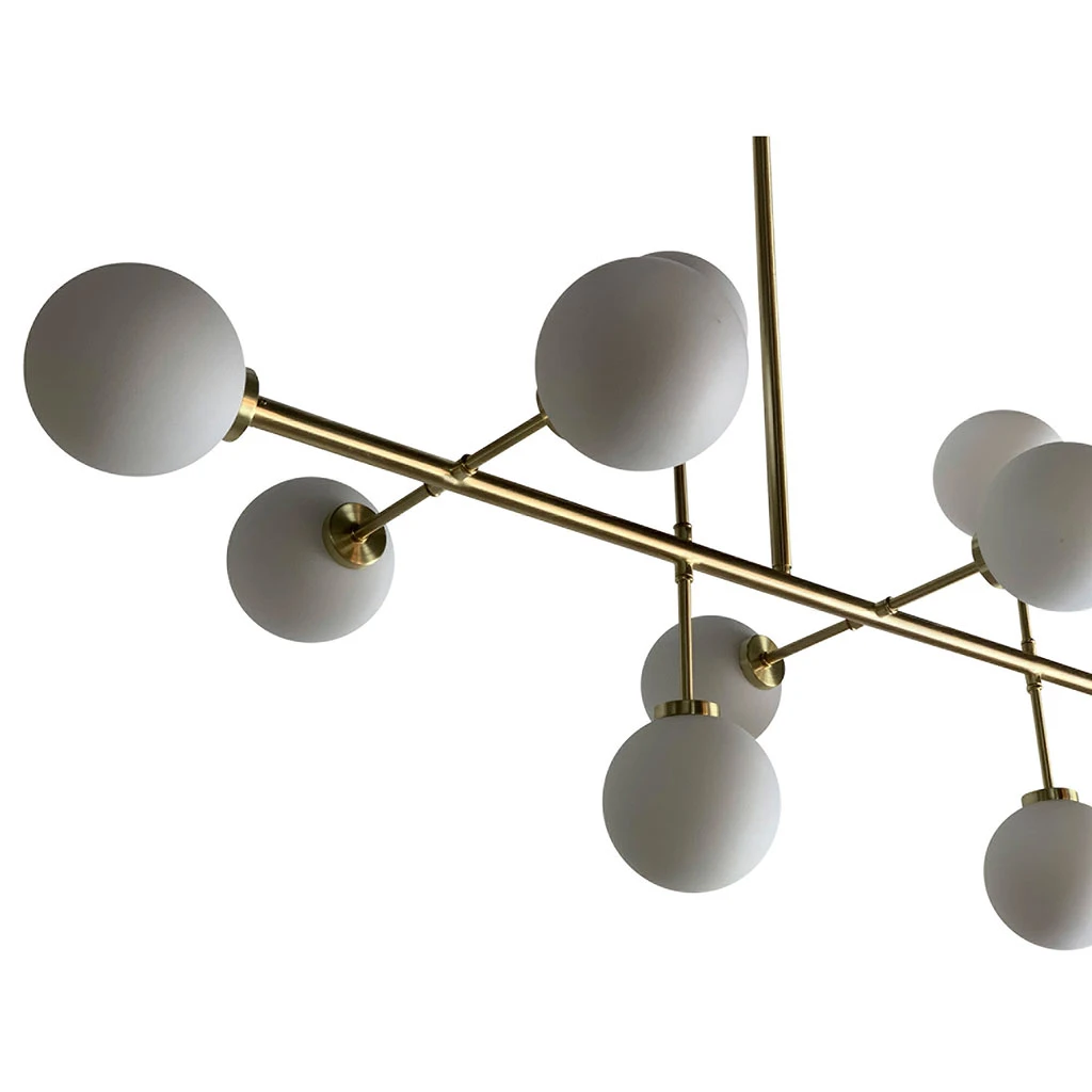 Opjet Suspension Edmond 10 Globes En Verre Opaline Doré 4 Opjet Suspension Edmond 10 Globes En Verre Opaline Doré – Image 2