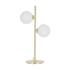 Opjet Lampe 2 Globes En Verre Opaline Doré - Edmond
