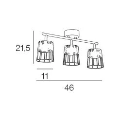 Corep Spot 3 Lumières En Metal Et Rotin Tresse H23cm Noir - Indah -Sema Design Boutique 613457 FRN06 WEB
