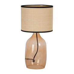 Opjet Lampe En Verre Et Raphia H40.5cm Ambre - Familiale
