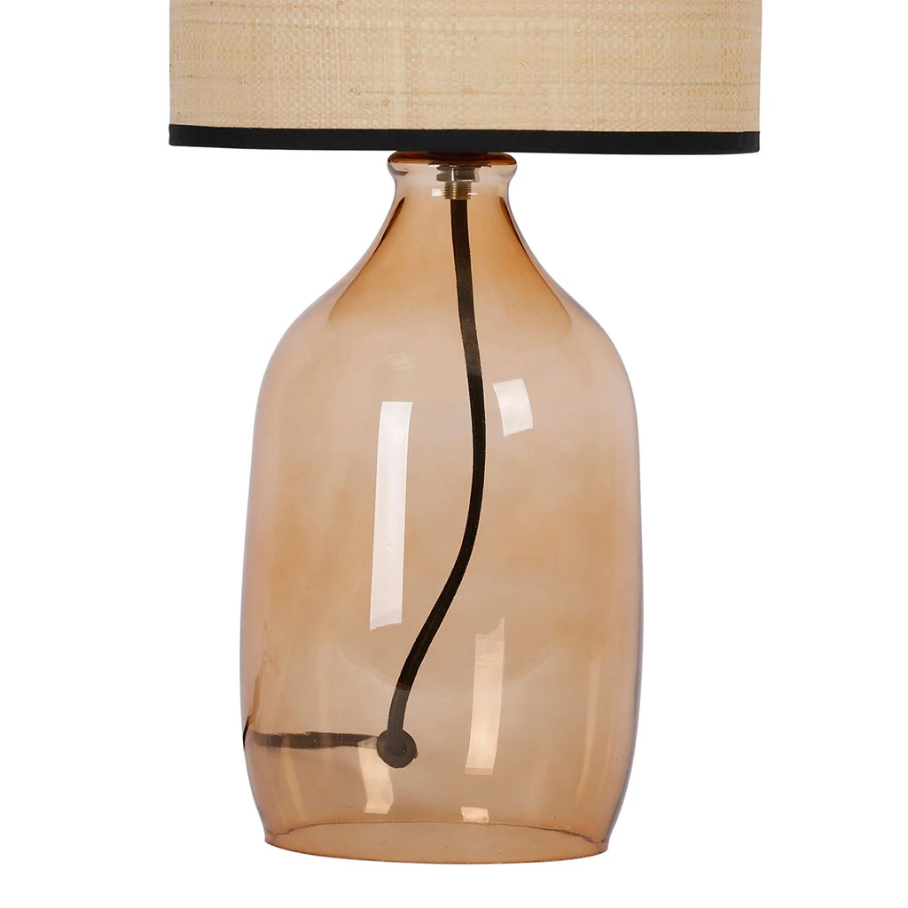 Opjet Lampe En Verre Et Raphia H40.5cm Ambre - Familiale 5 Opjet Lampe En Verre Et Raphia H40.5cm Ambre - Familiale – Image 3