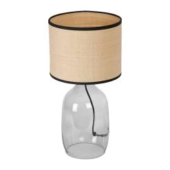 Opjet Lampe En Verre Et Raphia H40.5cm Smoke - Familiale -Sema Design Boutique 616080 DET01 WEB