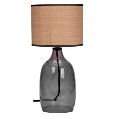 Opjet Lampe En Verre Et Raphia H40.5cm Smoke - Familiale -Sema Design Boutique 616080 FRN01 WEB