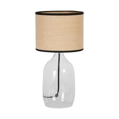 Opjet Lampe En Verre Et Raphia H40.5cm Transparent - Familiale