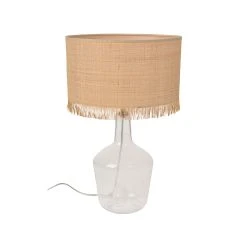 Corep Lampe En Verre Et Raphia Franges H48cm Naturel - Ibiza