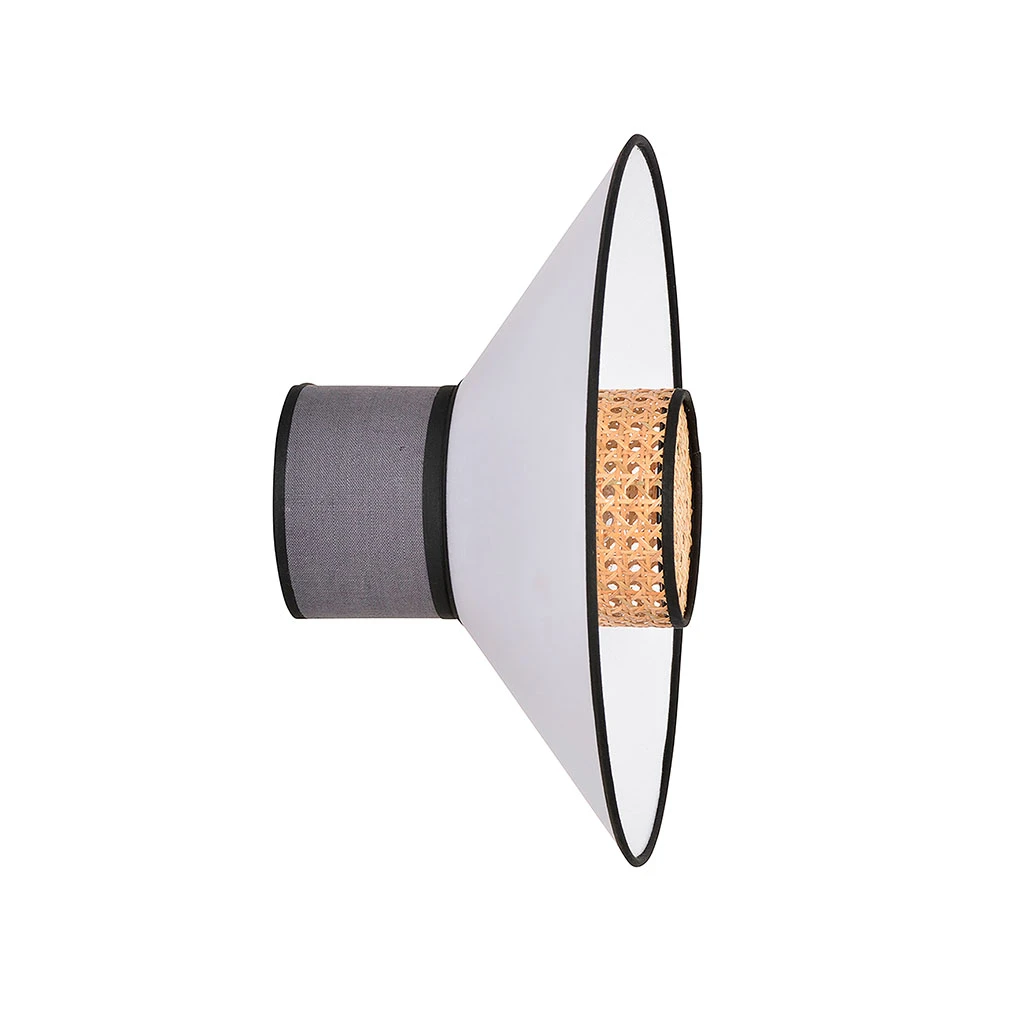 Market Set Applique En Cannage Et Lin H40cm Anthracite - Singapour 5 Market Set Applique En Cannage Et Lin H40cm Anthracite - Singapour – Image 3