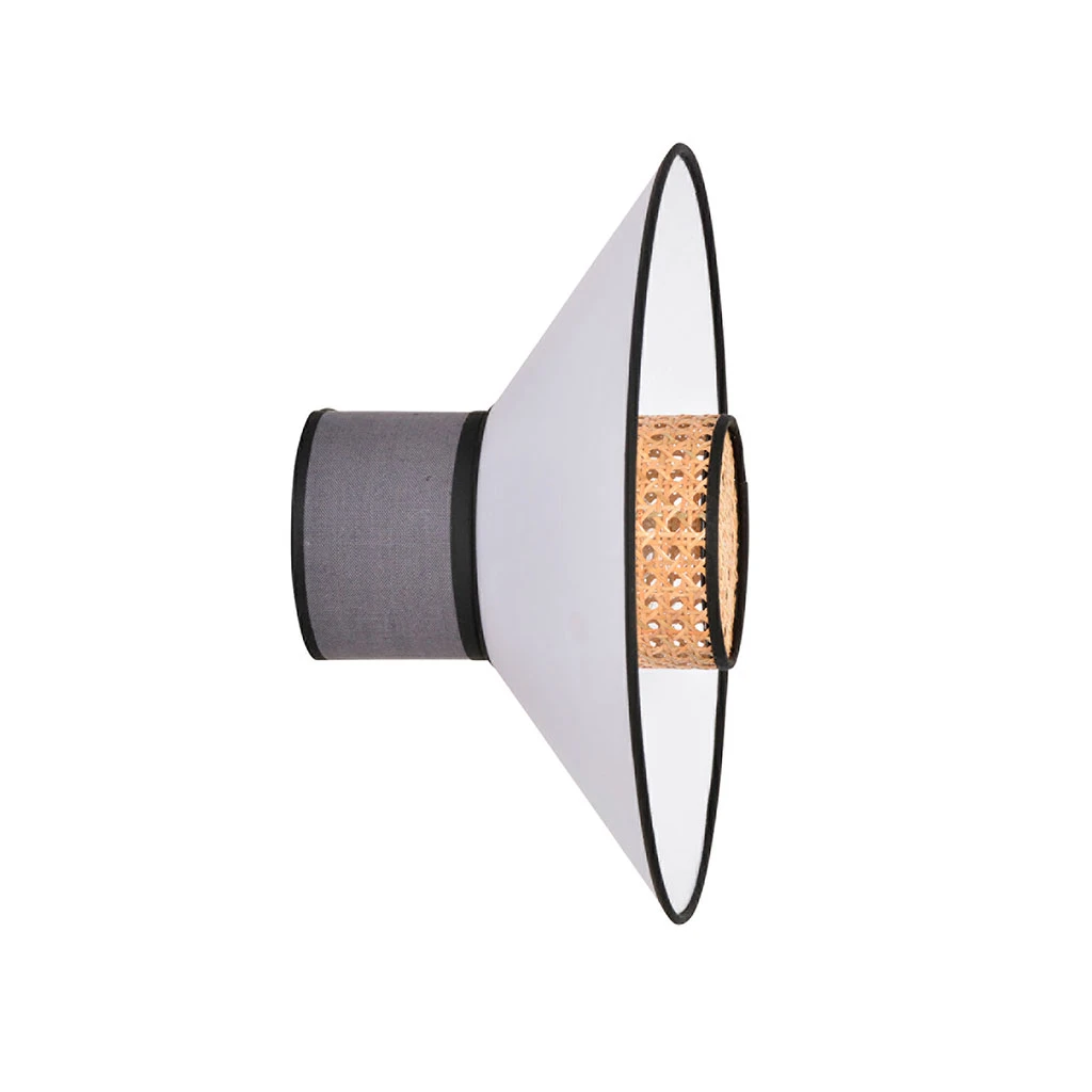 Market Set Applique En Cannage Et Lin H40cm Anthracite - Singapour 8 Market Set Applique En Cannage Et Lin H40cm Anthracite - Singapour – Image 6