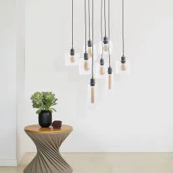 Market Set Suspension 8 Lumières En Verre Et Métal H147cm Noir - Ilo-ilo -Sema Design Boutique 620469 FRN03 WEB