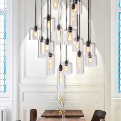 Market Set Suspension 15 Lumières En Verre Et Métal H191cm Noir - Ilo-ilo -Sema Design Boutique 620471 FRN05 WEB
