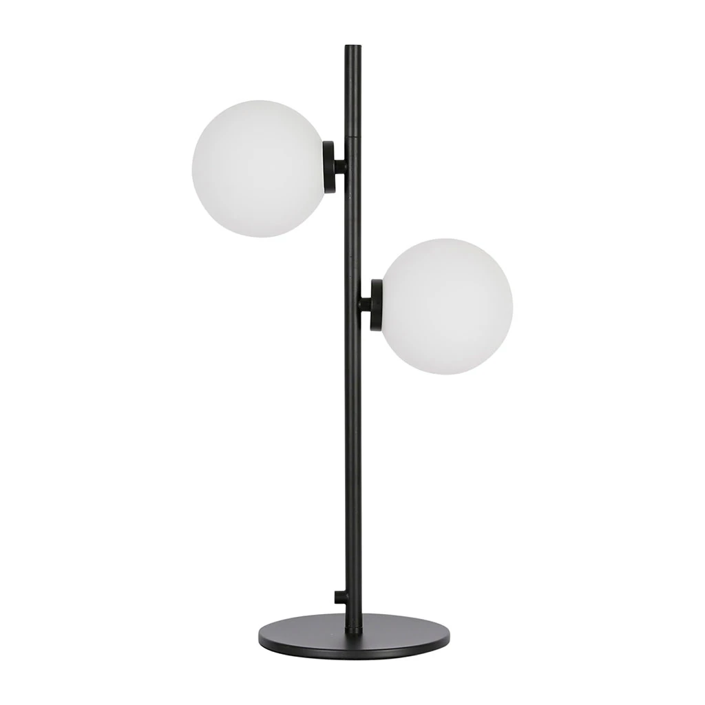 Opjet Lampe En Métal 2 Globes En Verre H53cm Noir - Edmond 3 Opjet Lampe En Métal 2 Globes En Verre H53cm Noir - Edmond