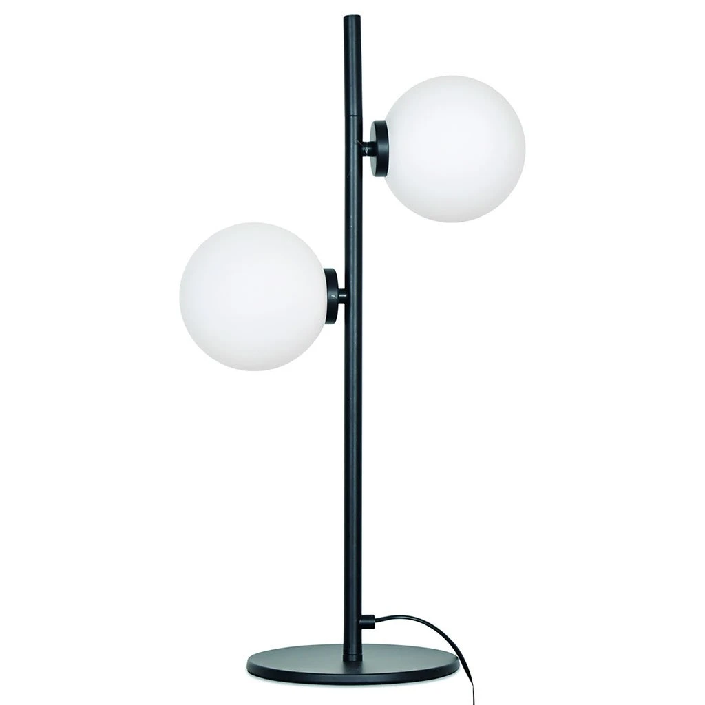 Opjet Lampe En Métal 2 Globes En Verre H53cm Noir - Edmond 4 Opjet Lampe En Métal 2 Globes En Verre H53cm Noir - Edmond – Image 2