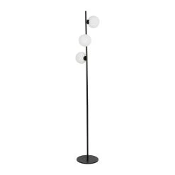 Opjet Lampadaire En Métal H152cm 3 Globes En Verre Opaline Noir - Edmond