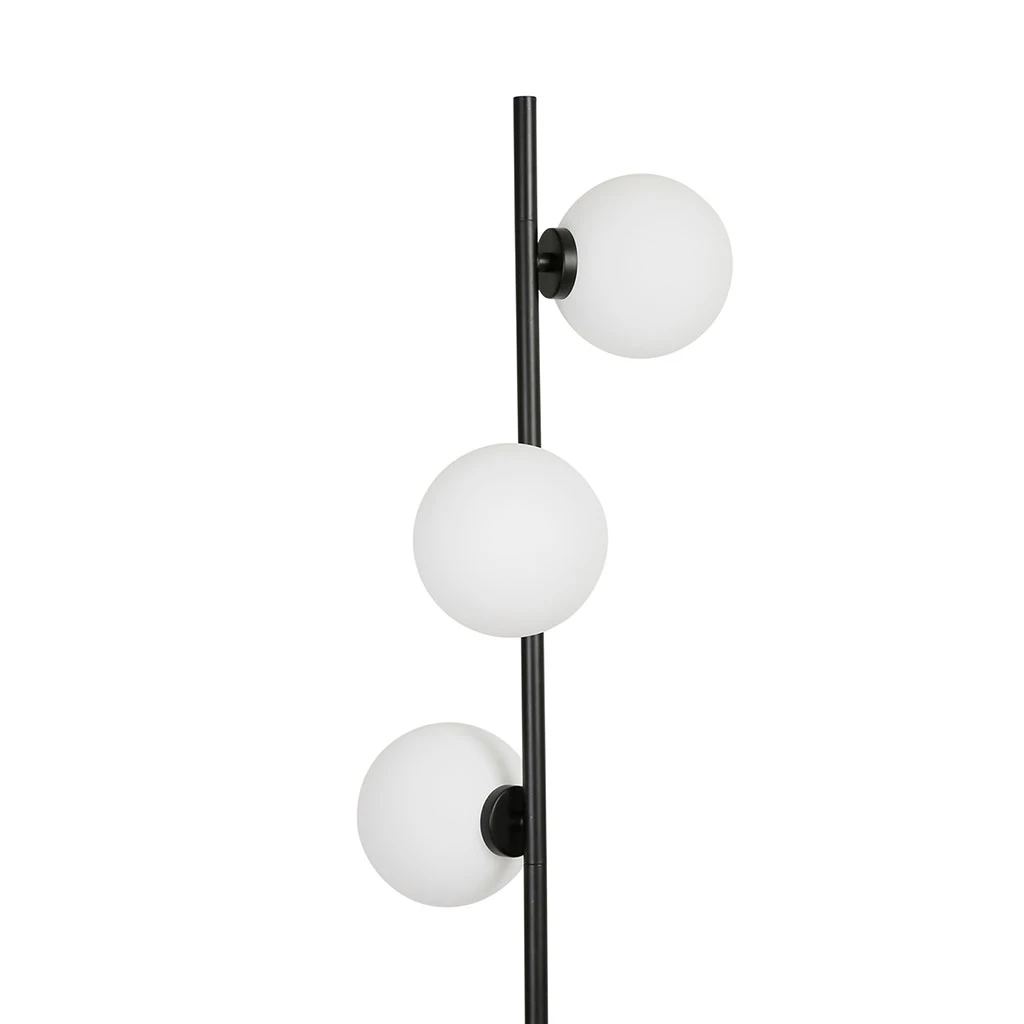 Opjet Lampadaire En Métal H152cm 3 Globes En Verre Opaline Noir - Edmond 6 Opjet Lampadaire En Métal H152cm 3 Globes En Verre Opaline Noir - Edmond – Image 4