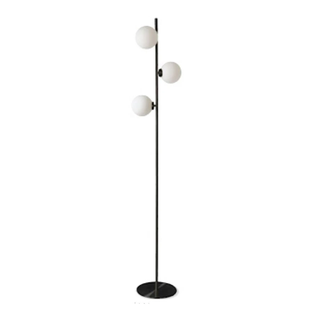 Opjet Lampadaire En Métal H152cm 3 Globes En Verre Opaline Noir - Edmond 4 Opjet Lampadaire En Métal H152cm 3 Globes En Verre Opaline Noir - Edmond – Image 2