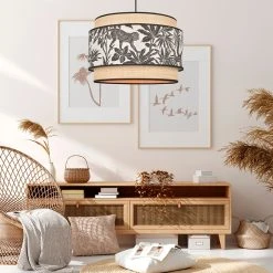 Corep Suspension En Coton Et Raphia D38cm Naturel Et Noir - Milo -Sema Design Boutique 622492 FRN04 WEB