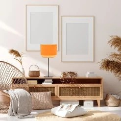 Corep Lampe En Raphia Et Velour H50cm Moutarde - Boheme -Sema Design Boutique 622505 FRN04 WEB