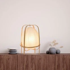 Corep Lampe En Papier Et Bambou H40cm Blanc - Akemi -Sema Design Boutique 622531 FRN04 WEB