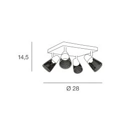 Corep Plafonnier 4 Lumières En Metal H14.5cm Naturel Et Gris - Hillside -Sema Design Boutique 622548 FRN03 WEB