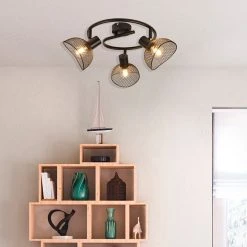 Corep Plafonnier 3 Lumières En Metal H18cm Mat Noir - Iris -Sema Design Boutique 622559 FRN04 WEB