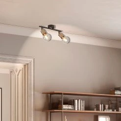 Corep Spot 2 Lumières En Métal Et Laiton H15cm Noir - Winston -Sema Design Boutique 622562 FRN04 WEB