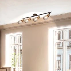 Corep Spot 4 Lumières En Métal Et Laiton L78cm En Métal Noir - Winston -Sema Design Boutique 622564 FRN04 WEB