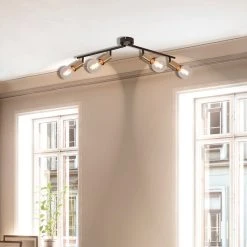 Corep Spot 4 Lumières En Métal Et Laiton L78cm En Métal Noir - Winston -Sema Design Boutique 622564 FRN05 WEB