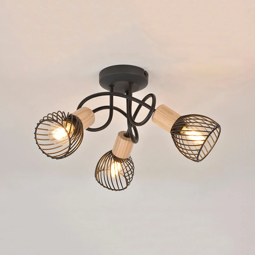 Corep Plafonnier 3 Lumières En Metal H21 Cm Mat Noir - Kento 4 Corep Plafonnier 3 Lumières En Metal H21 Cm Mat Noir - Kento – Image 2