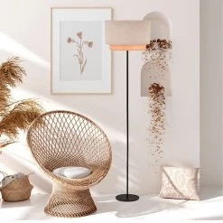 Corep Lampadaire En Metal Et Velours H160cm Sable - Boheme -Sema Design Boutique 622572 FRN04 WEB