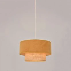 Corep Suspension En Raphia Et Velours D38cm Moutarde - Boheme -Sema Design Boutique 622582 FRN02 WEB