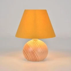 Corep Lampe En Bois Et Coton H24cm Moutarde - Rondo -Sema Design Boutique 622625 FRN02 WEB