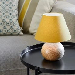 Corep Lampe En Bois Et Coton H24cm Moutarde - Rondo -Sema Design Boutique 622625 FRN04 WEB