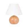 Corep Lampe En Bois Et Coton H24cm Blanc - Rondo -Sema Design Boutique 622626 FRN01 WEB