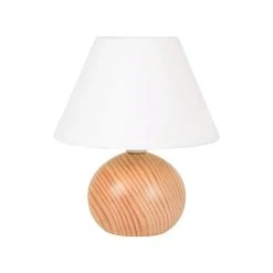 Corep Lampe En Bois Et Coton H24cm Blanc - Rondo