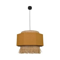 Market Set Suspension En Lin Lave, Bana Et Raphia Frange H64cm Curry -Marrakech