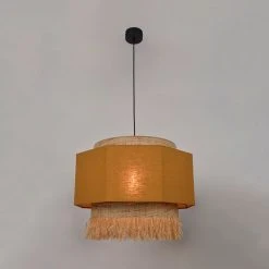 Market Set Suspension En Lin Lave, Bana Et Raphia Frange H64cm Curry -Marrakech -Sema Design Boutique 623115 FRN02 WEB