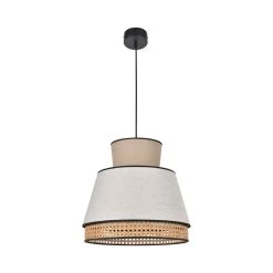 Market Set Suspension En Lin Lavé Et Cannage H37.5cm Nude - Singapour