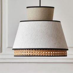 Market Set Suspension En Lin Lavé Et Cannage H23cm Nude - Singapour -Sema Design Boutique 623122 FRN04 WEB