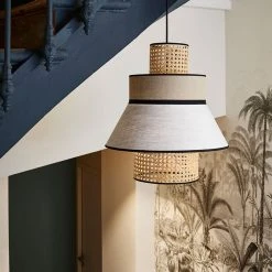Market Set Suspension En Lin Lavé Et Cannage H44cm Nude - Singapour -Sema Design Boutique 623123 FRN04 WEB