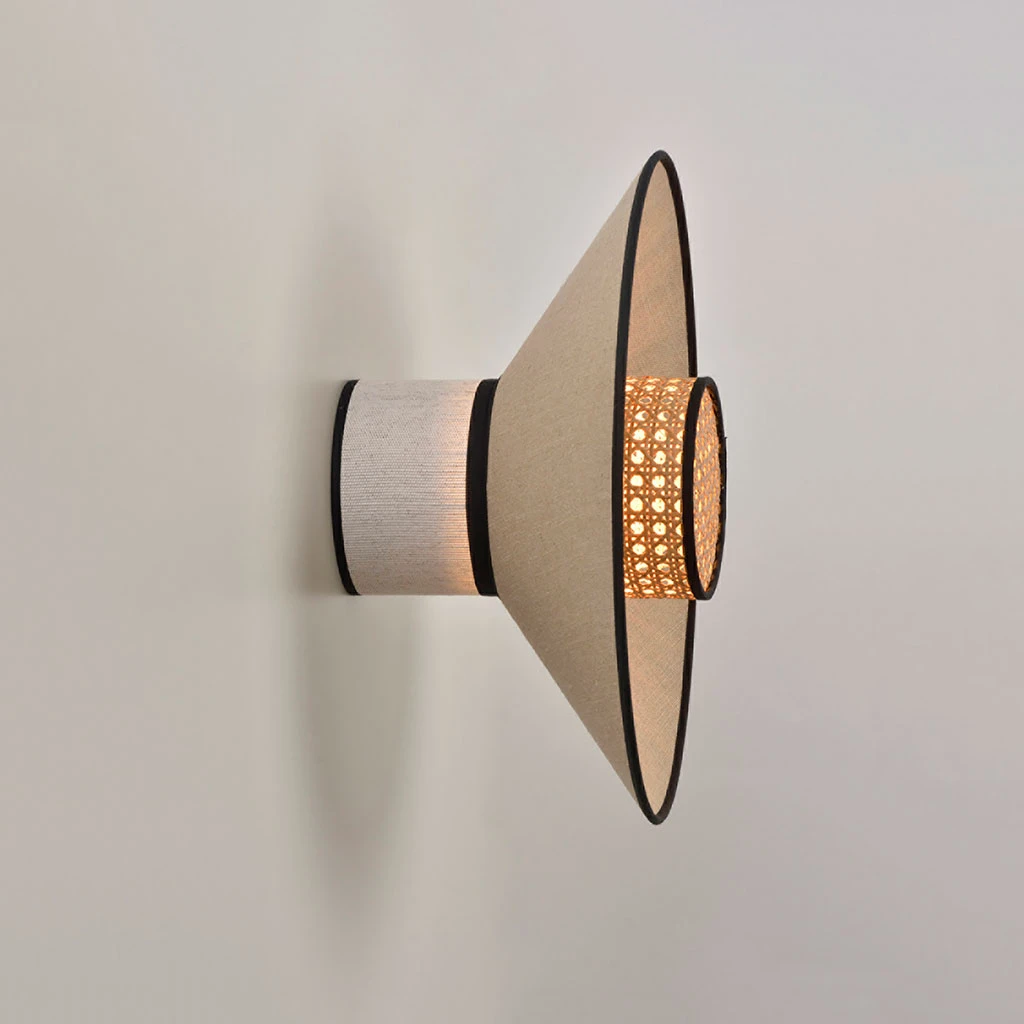 Market Set Applique En Lin Lavé Et Cannage H40cm Nude - Singapour 9 Market Set Applique En Lin Lavé Et Cannage H40cm Nude - Singapour – Image 7