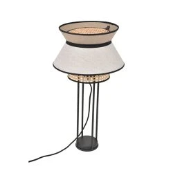 Market Set Lampe En Lin Lave Et Cannage H56cm Nude - Singapour