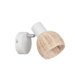 Corep Spot 1 Lumière En Métal Et Rotin Tressé H13cm Naturel - Calanques