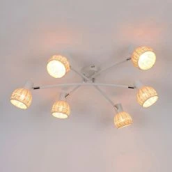 Corep Spot 6 Lumières En Métal Et Rotin Tressé D63cm Naturel - Calanques -Sema Design Boutique 631531 FRN02 WEB