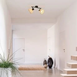 Corep Spot 2 Lumières En Métal Et Bambou L35cm Noir - Kami -Sema Design Boutique 631533 FRN03 WEB