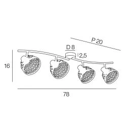 Corep Spot 4 Lumières En Métal Et Bambou L78cm Noir - Kami -Sema Design Boutique 631535 FRN04 WEB